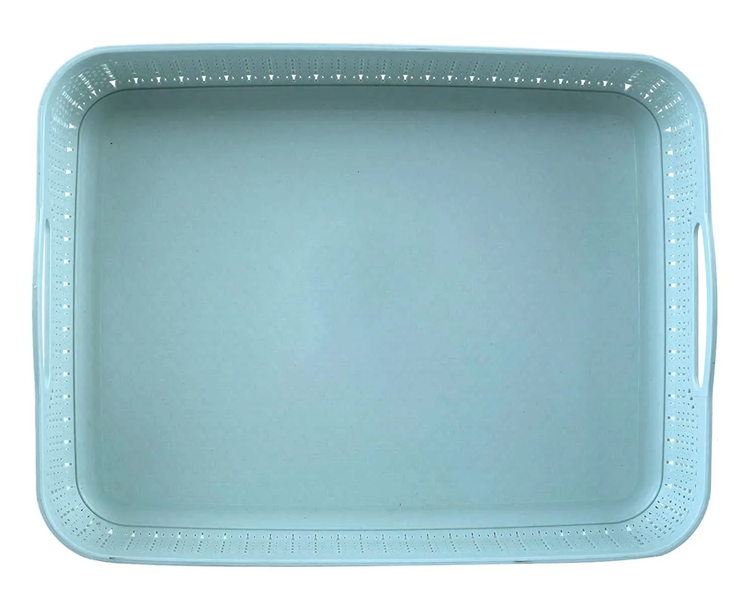 Kuber Industries Q-3 Unbreakable Plastic Flexible Storage Baskets with Handles|Wovan Design & Flexible Plastic Material|Size 26 x 20 x 7 CM|Pack of 2 (Multi), Square