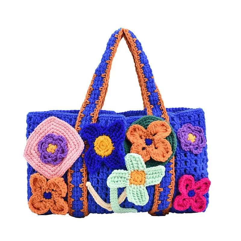 Large Capacity Floral Flower Child Boho Crochet Handbags