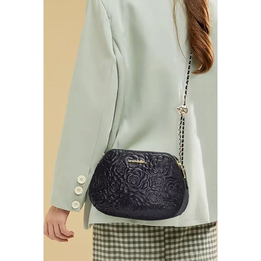 LuxeLeather Shell Pattern Statement Handbag