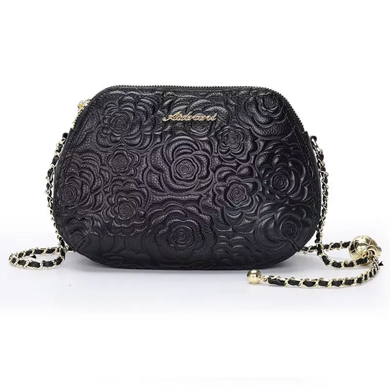 LuxeLeather Shell Pattern Statement Handbag