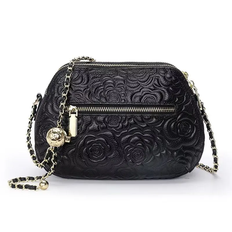 LuxeLeather Shell Pattern Statement Handbag