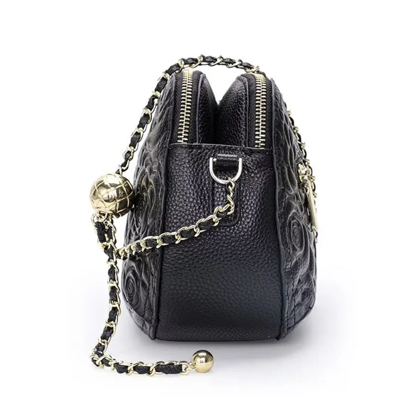 LuxeLeather Shell Pattern Statement Handbag