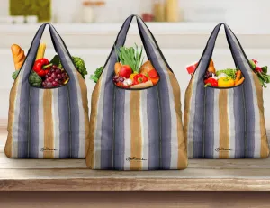 Menswear Denim Stripe Grocery Bag