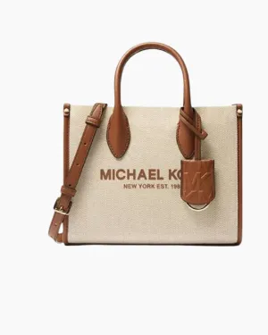 Michael Kors Mirella Shopper Crossbody Leather Bag In Canvas (Small)