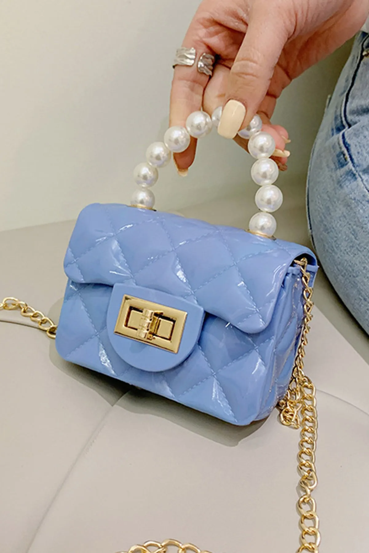 Mini Pearl Blue Bag - A23 - WHB0044