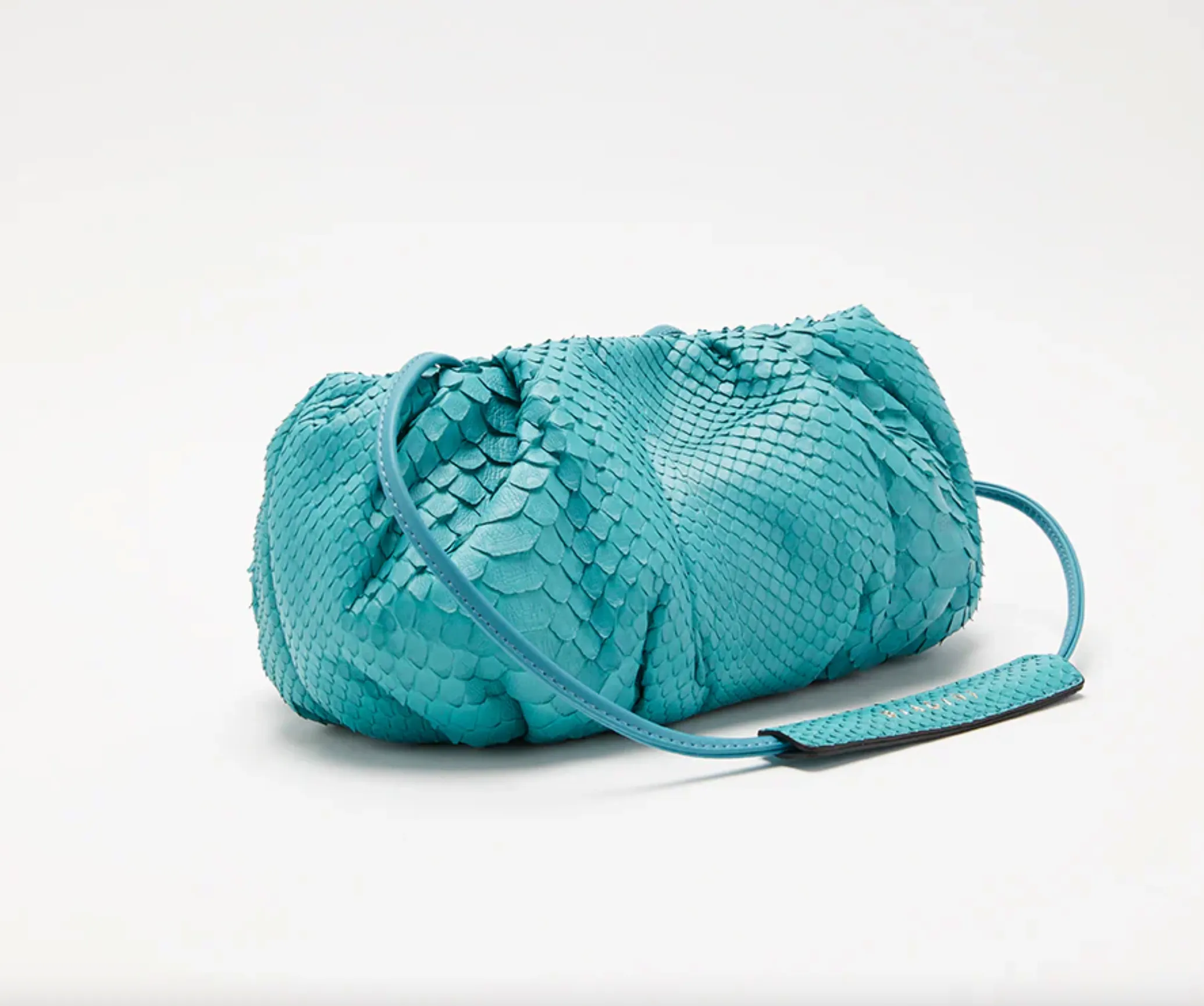 Mini Python Crossbody Clutch - Turquoise