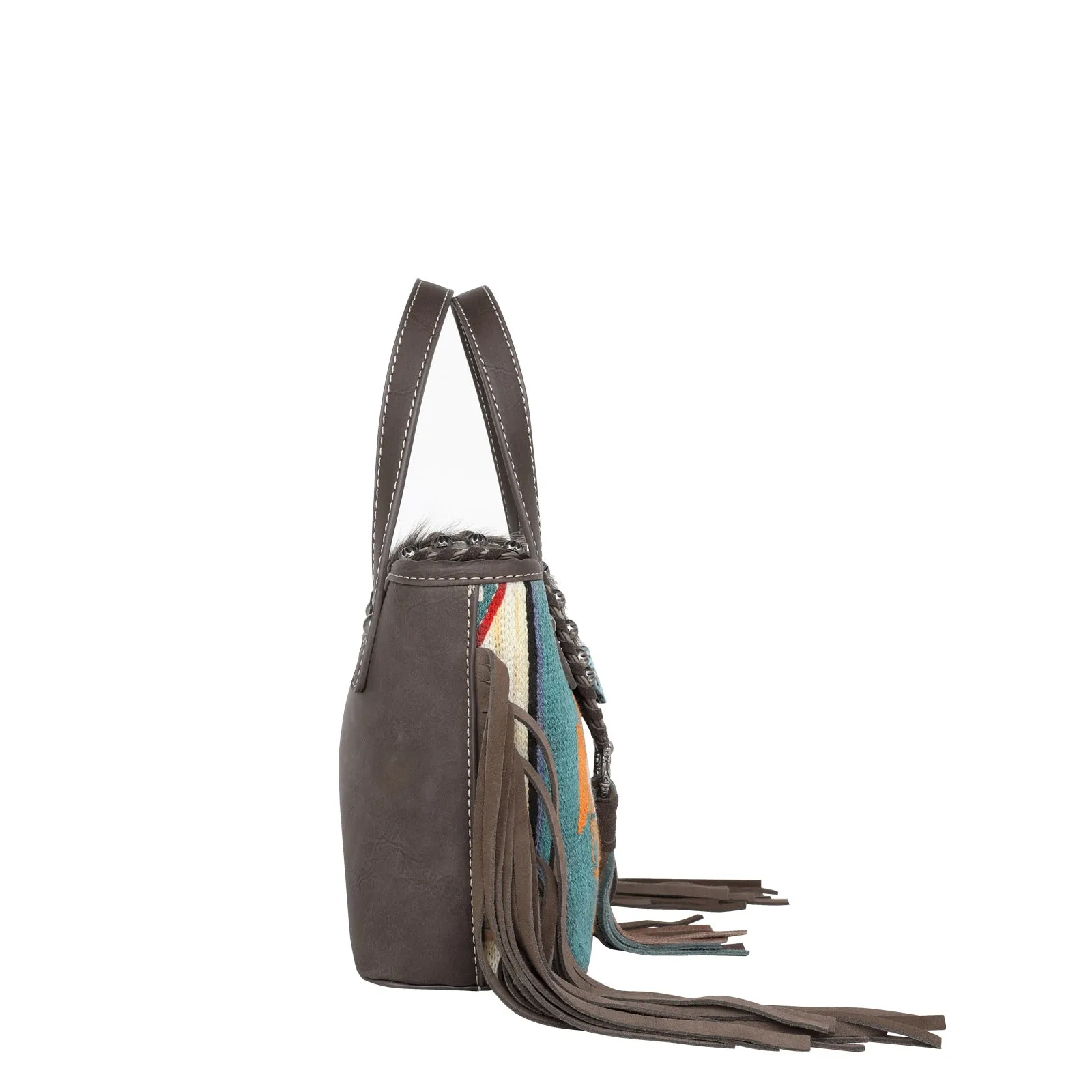 Montana West Hair-On Cowhide Aztec Tapestry Crossbody Mini Tote