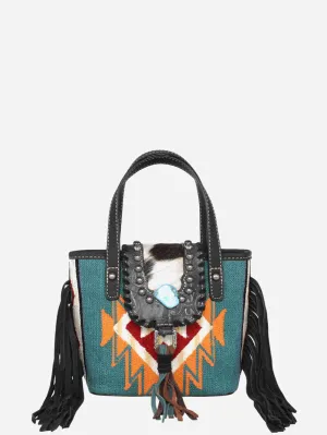 Montana West Hair-On Cowhide Aztec Tapestry Crossbody Mini Tote