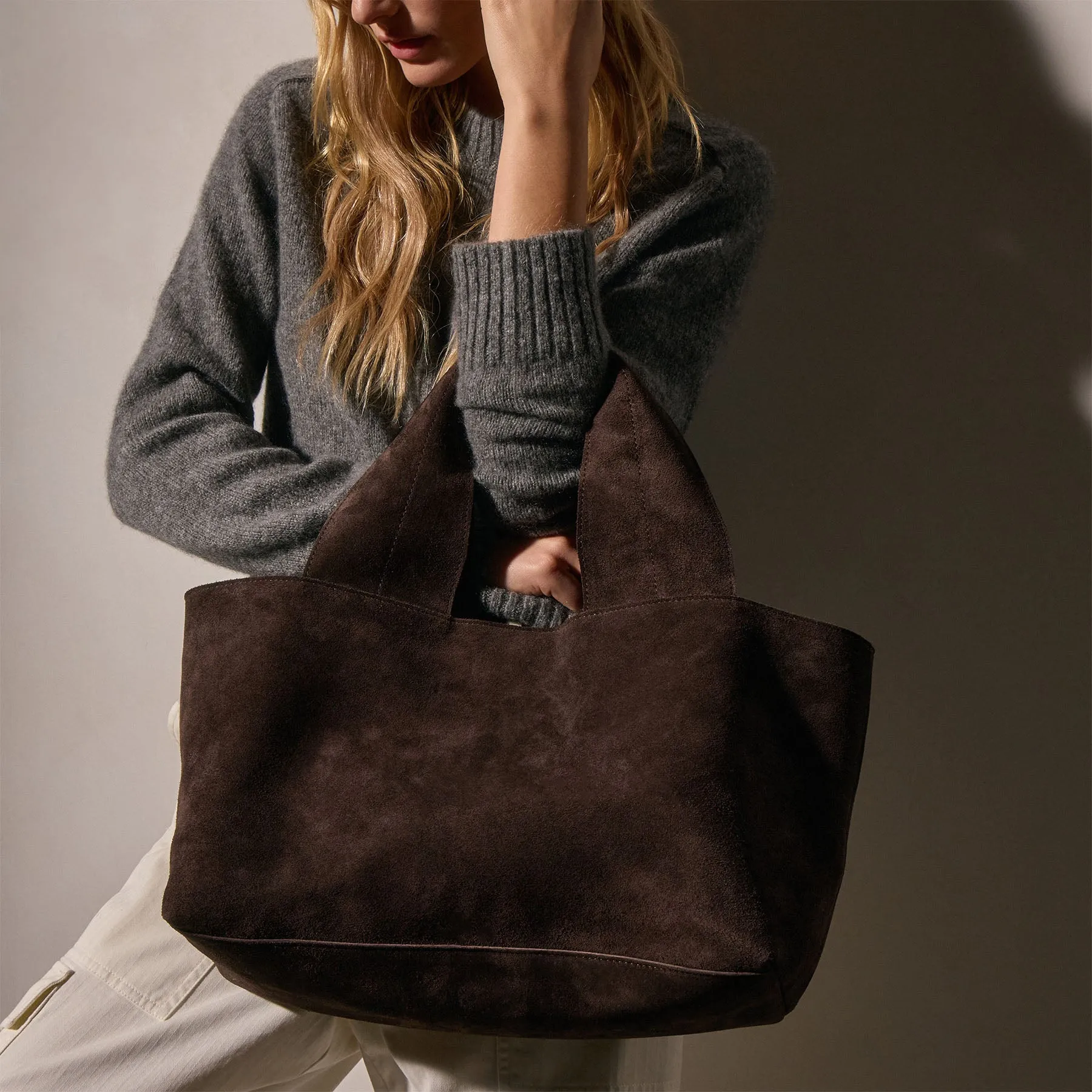 Montecito Suede Bag - Cafe