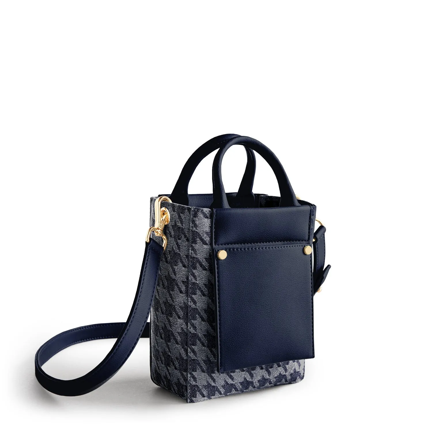 Nicola Mini Tote Denim - Houndstooth Navy