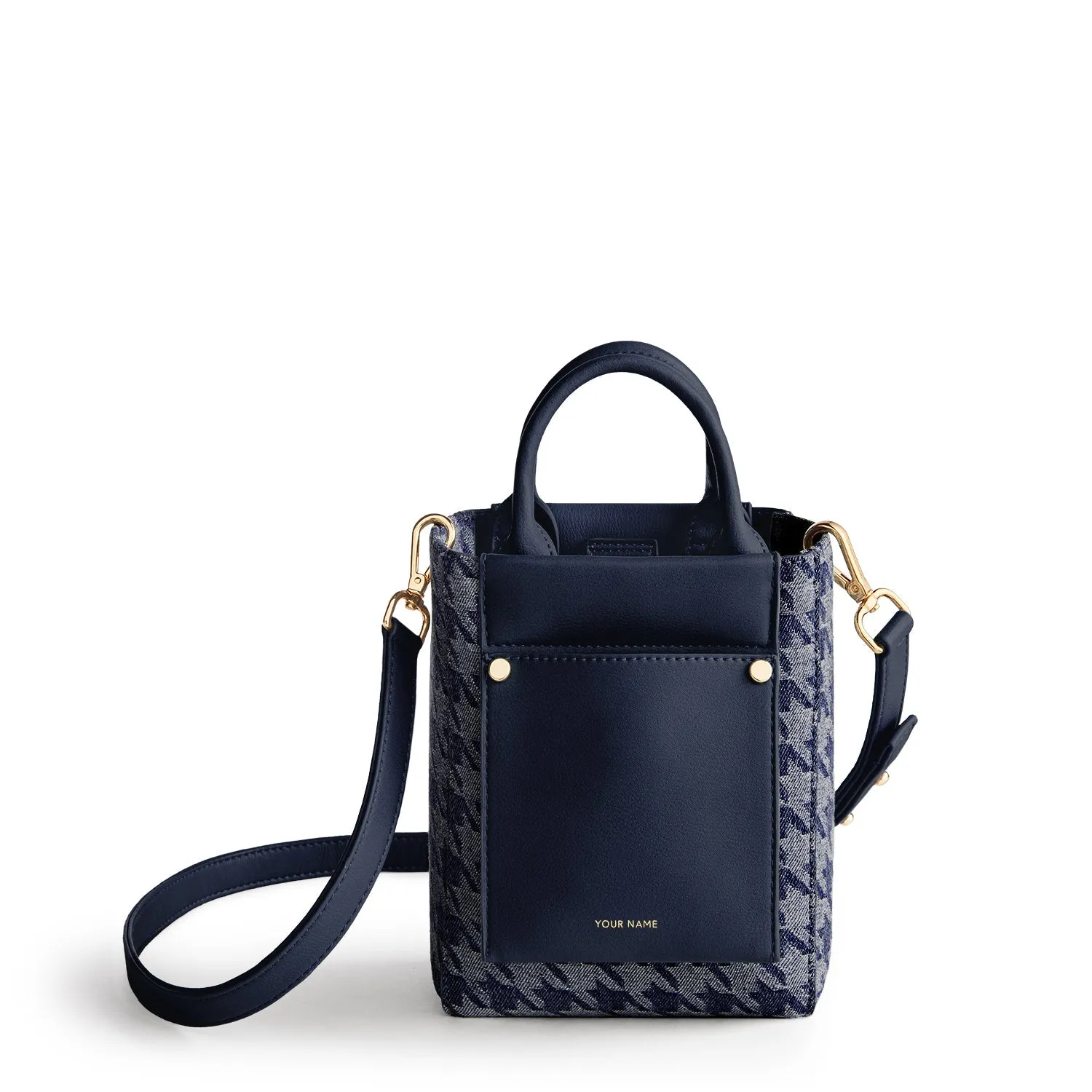 Nicola Mini Tote Denim - Houndstooth Navy