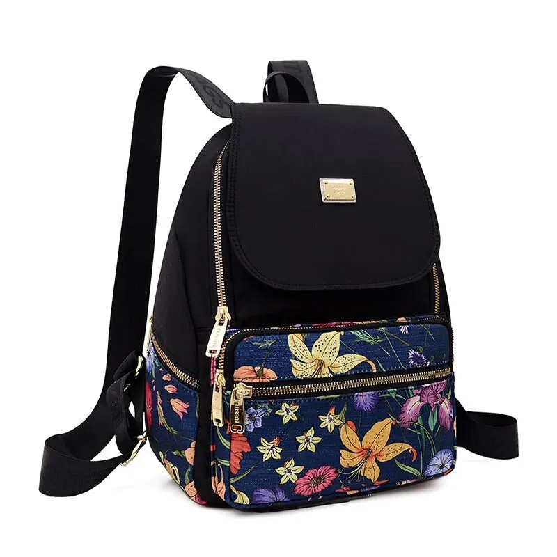 Nylon Floral Printing Backpacks For Women