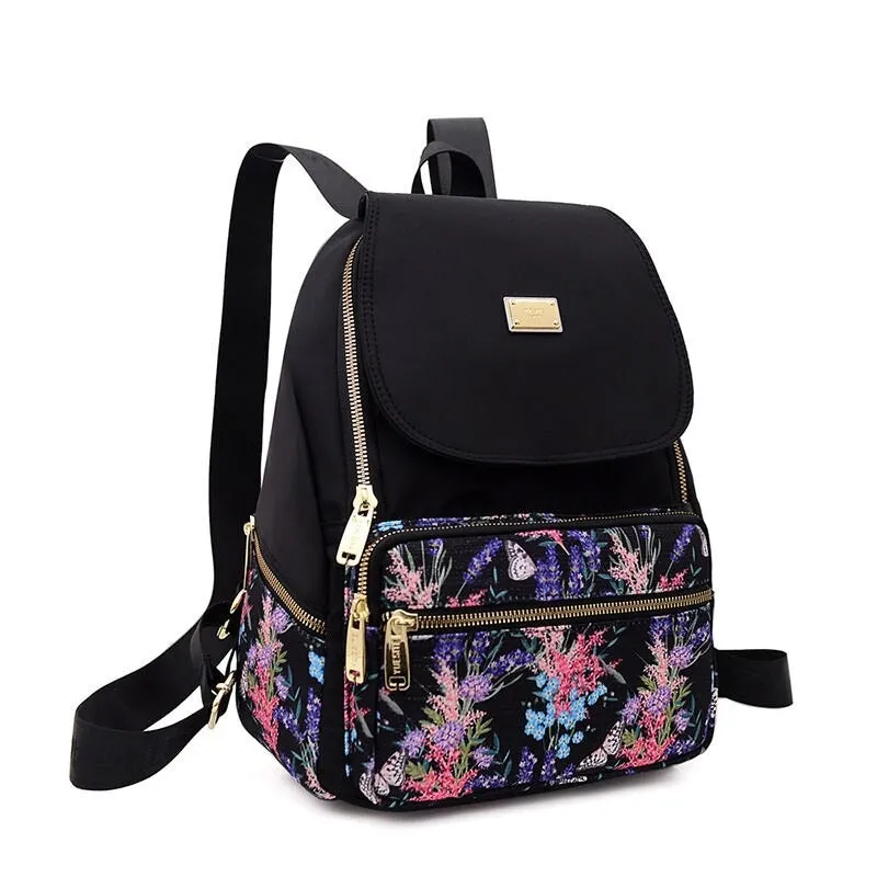 Nylon Floral Printing Backpacks For Women