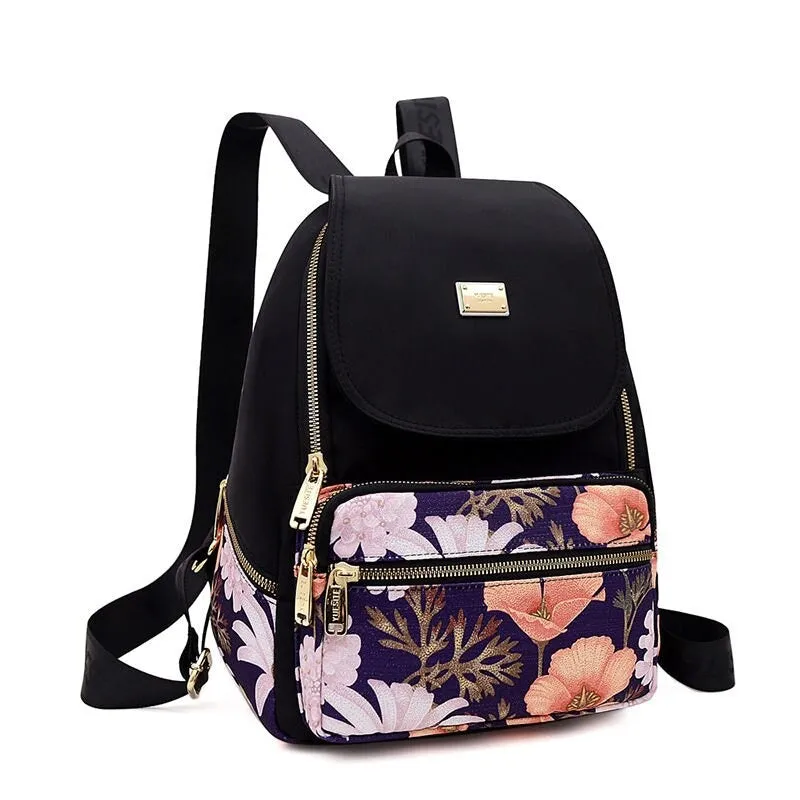 Nylon Floral Printing Backpacks For Women