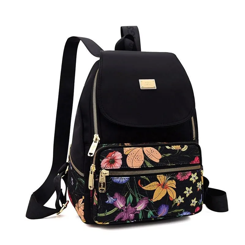 Nylon Floral Printing Backpacks For Women