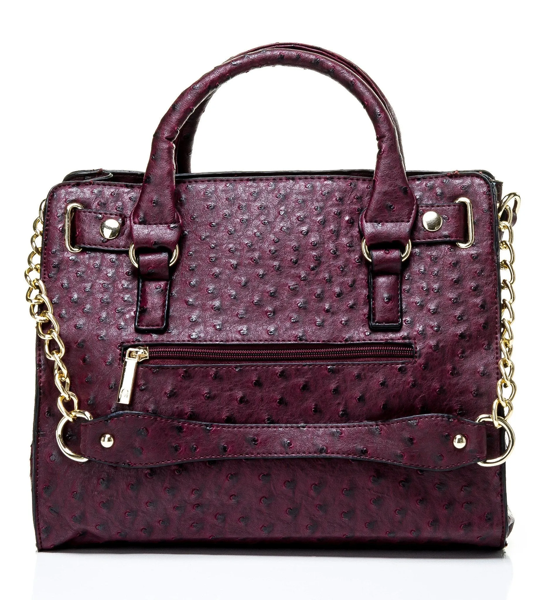 Ostrich Finish Temira Tote - Burgundy