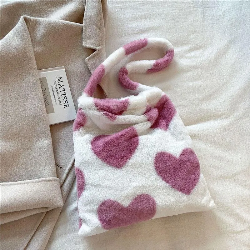 Plush Love Heart Shoulder Bag