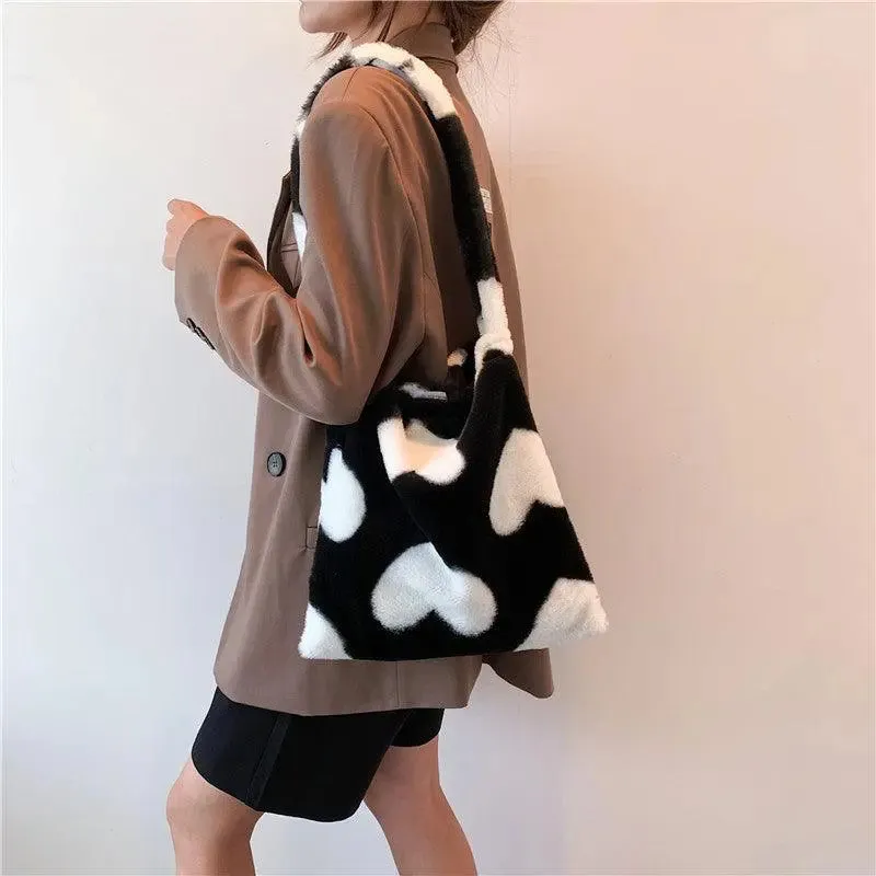 Plush Love Heart Shoulder Bag