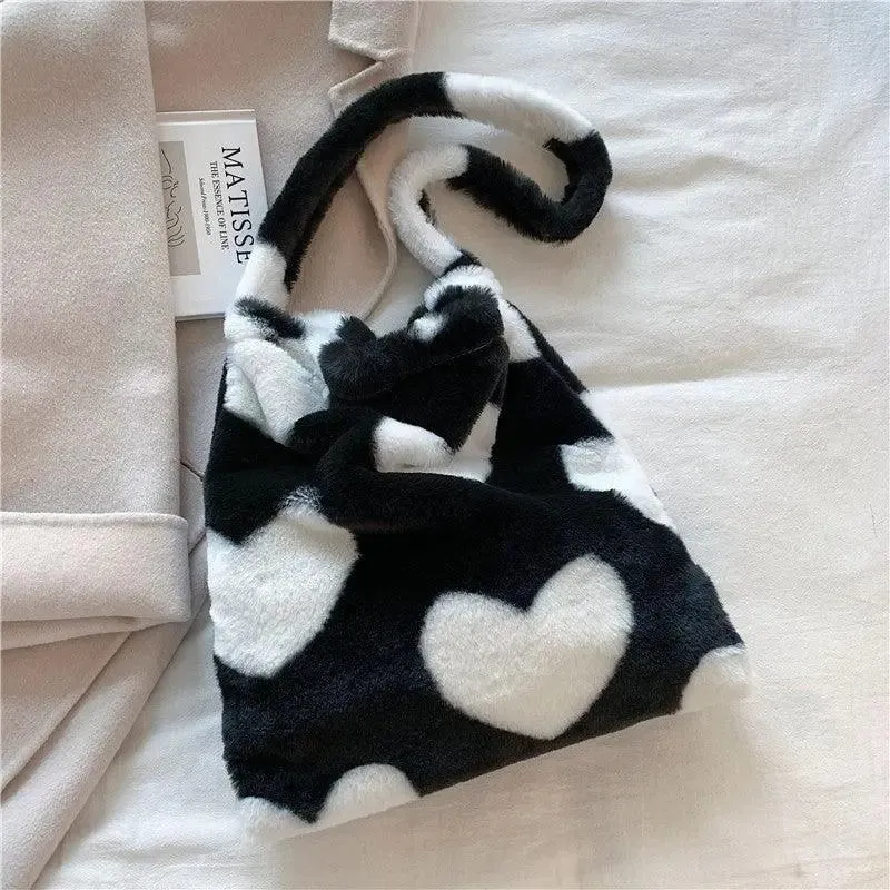 Plush Love Heart Shoulder Bag