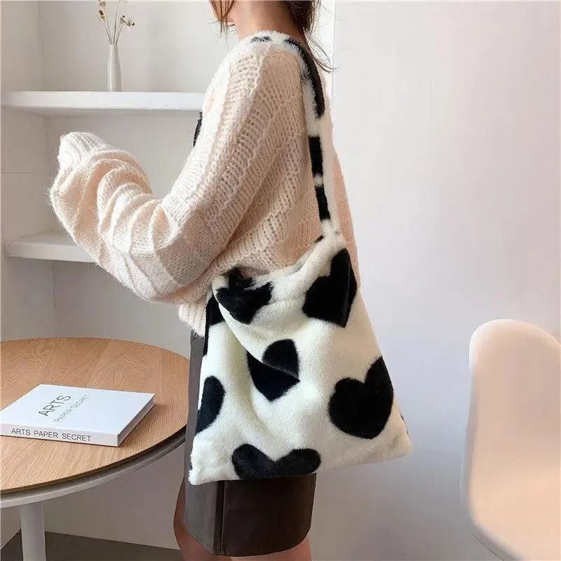 Plush Love Heart Shoulder Bag