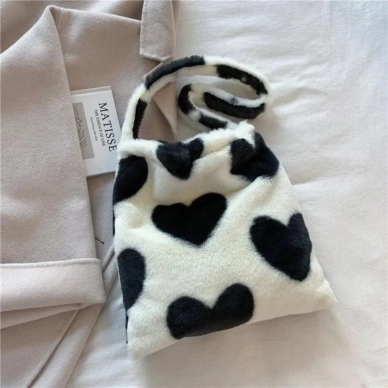 Plush Love Heart Shoulder Bag