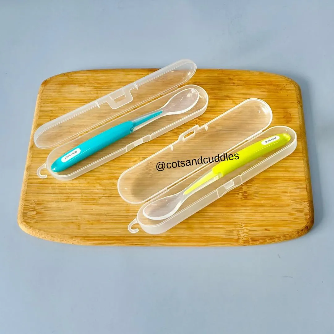 Portable Baby Silicone Gel Spoon with Storage Box