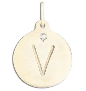 "V" Alphabet Charm With Diamond