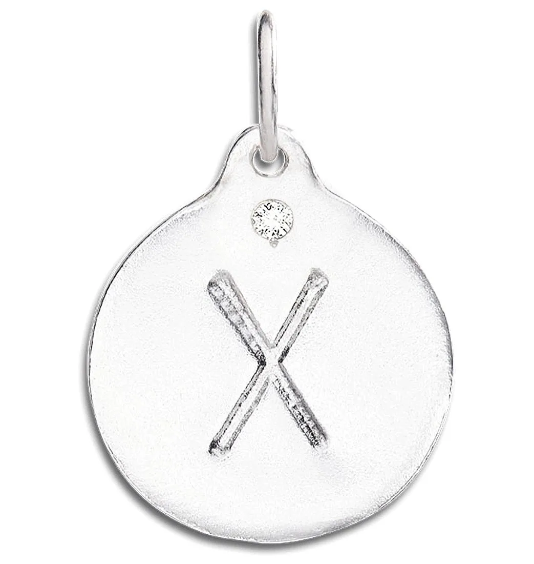 "X" Alphabet Charm With Diamond