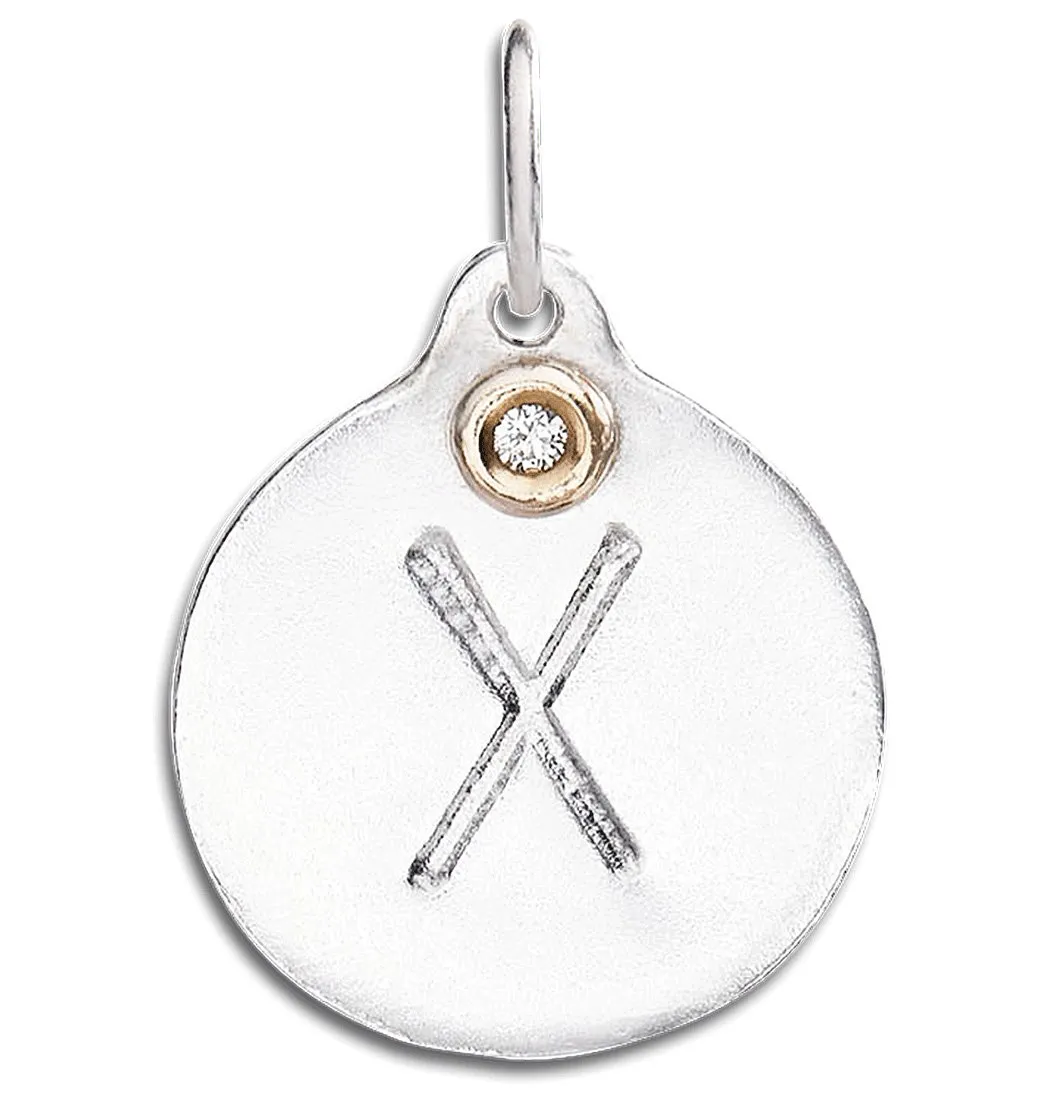 "X" Alphabet Charm With Diamond