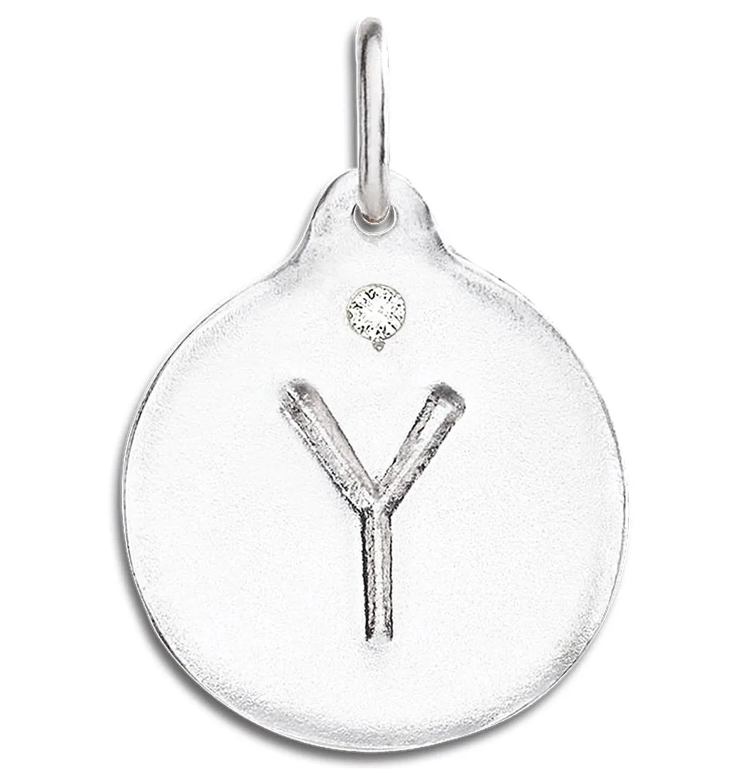 "Y" Alphabet Charm With Diamond