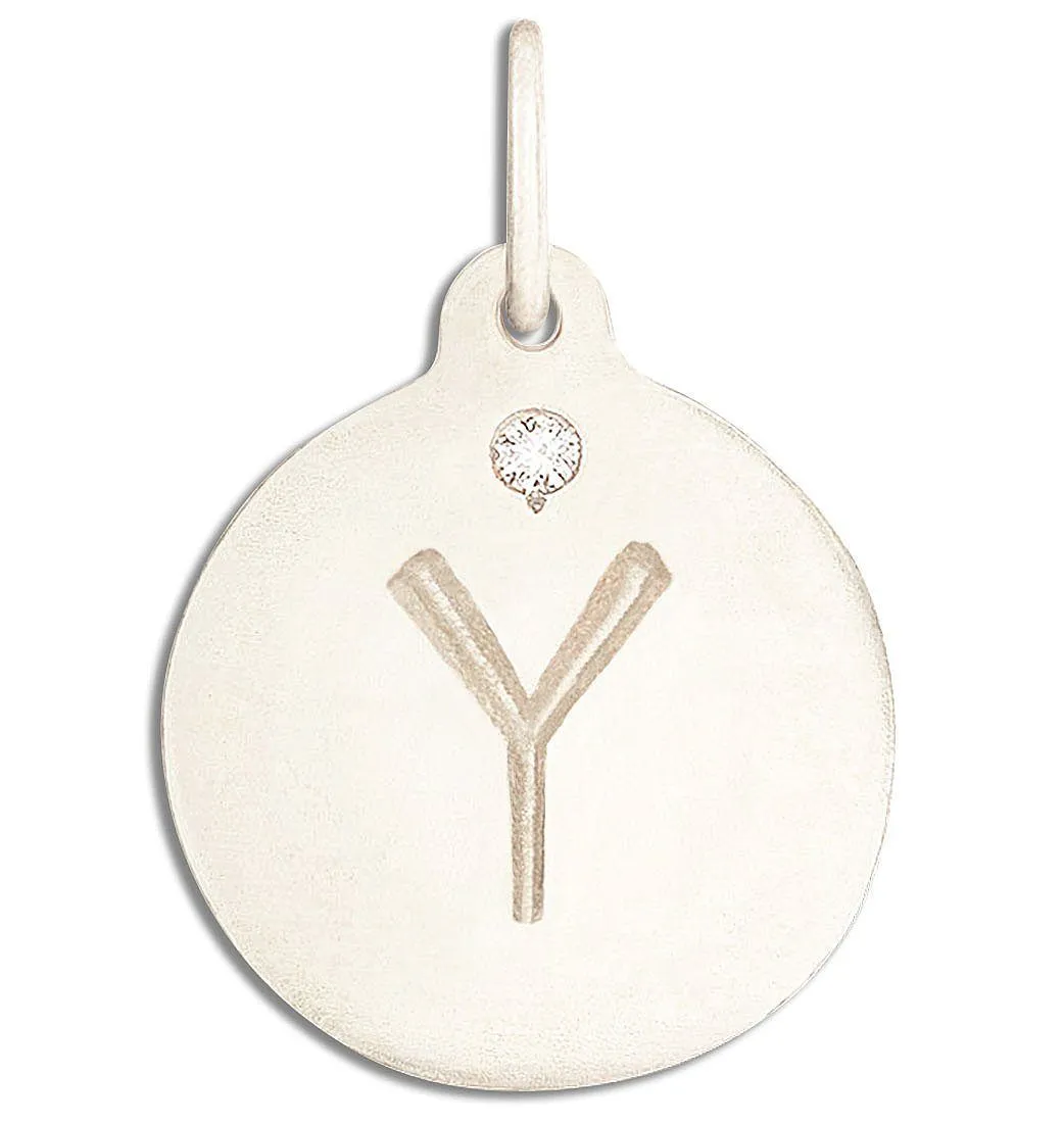 "Y" Alphabet Charm With Diamond