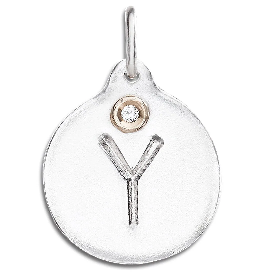 "Y" Alphabet Charm With Diamond