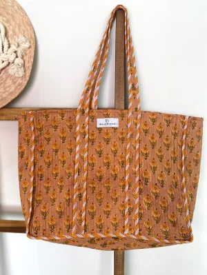 Reversible Quilted Block Printed Market Bag (Wholesale)