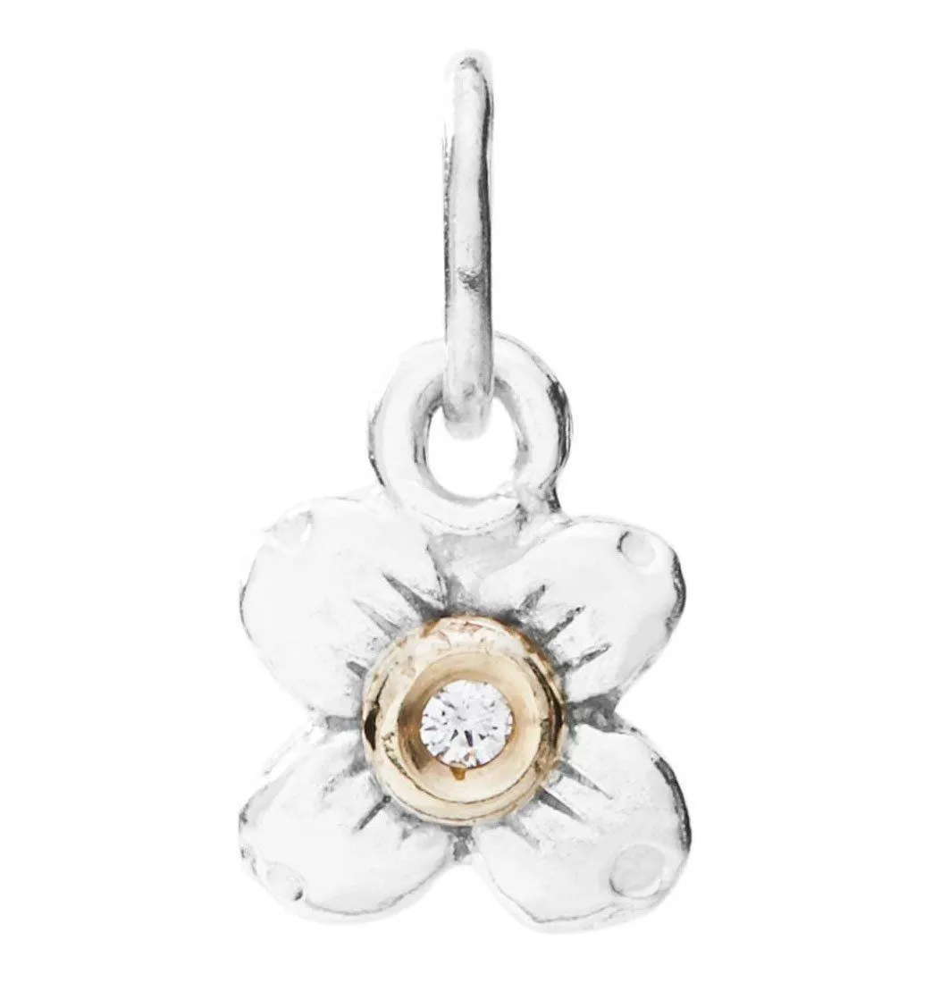 Small Dogwood Flower Charm With Diamond