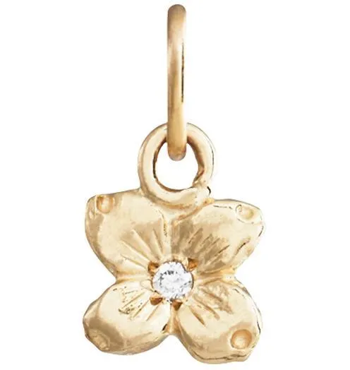 Small Dogwood Flower Charm With Diamond