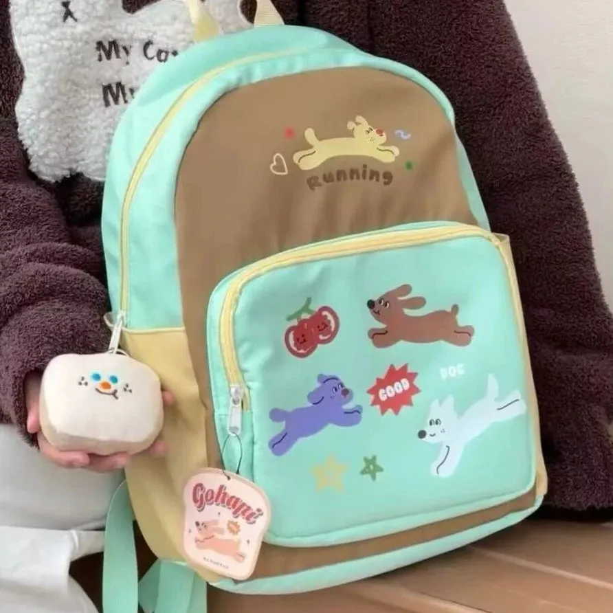 Sohiwoo Cute Cartoon Large Capacity School Bag Kawaii Puppy Backpack Student Commuting Bag Storage Bag Women Bags Back To School