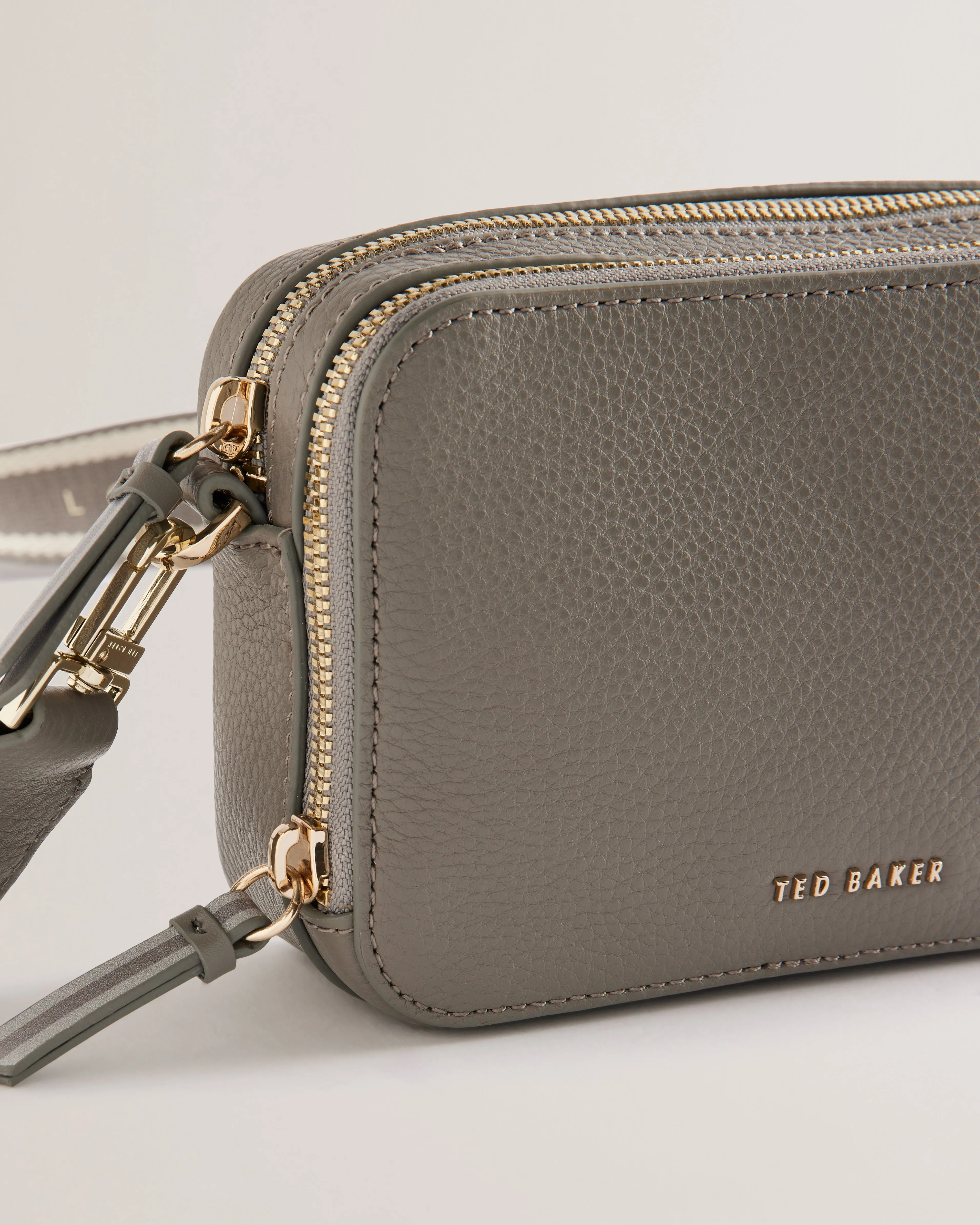 Stunna Webbing Leather Mini Crossbody Bag Mid-Grey