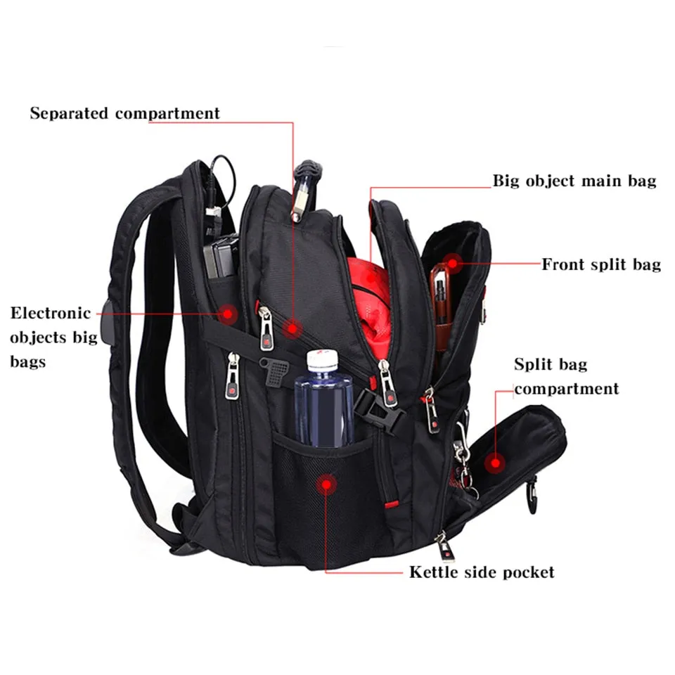 Swiss Men's Back Pack 15.6/17 Inch Computer Notebook School Journey Bags Suitable For Men And Women