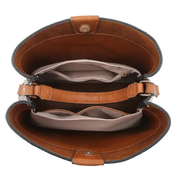 Three Compartment Satchel - Boho Rust