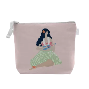 Ukuklele Playing Hula Girl Cosmetic Bag, Large