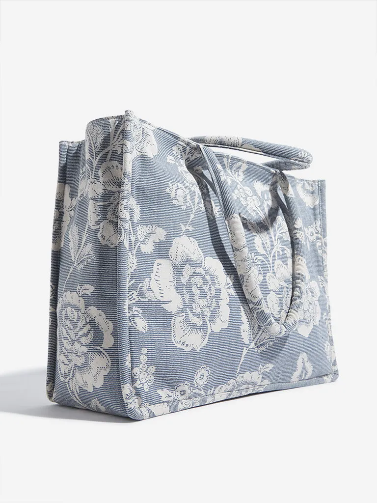 Westside Light Blue Floral Tote Bag