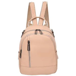 Womens Real Leather Backpack Multi-Zip Pockets Shoulder Bag Rucksack A665 Rose