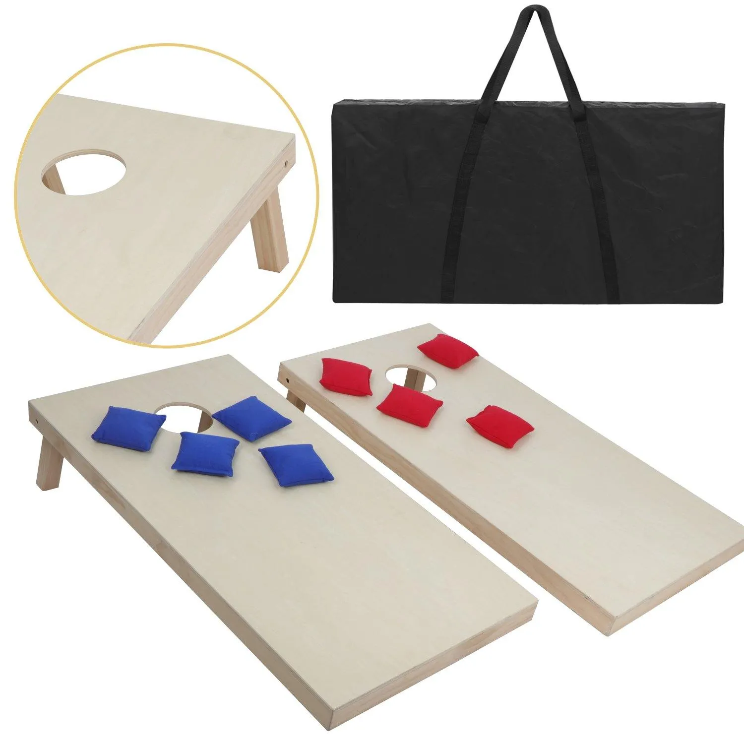 ZENY™ 3’x2' Solid Wood Cornhole Bean Bag Toss Game Set